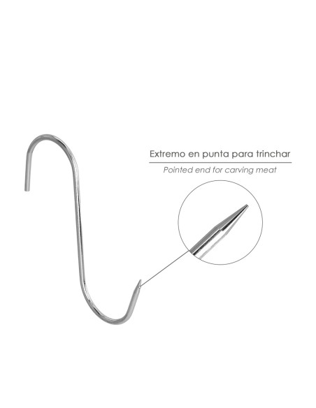 Gancho Carnicero Inoxidable Nº 1 de 4 x 100mm. Gancho Para Productos Carnicos.