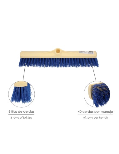 Cepillo Barrendero Industrial Fibra Semi Rigida PVC. Soporte Polipropileno 50 cm. (Sin Mango)
