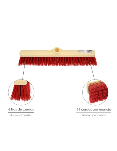 Cepillo Barrendero Industrial Fibra Suave PVC. Soporte Polipropileno 50 cm. (Sin Mango)