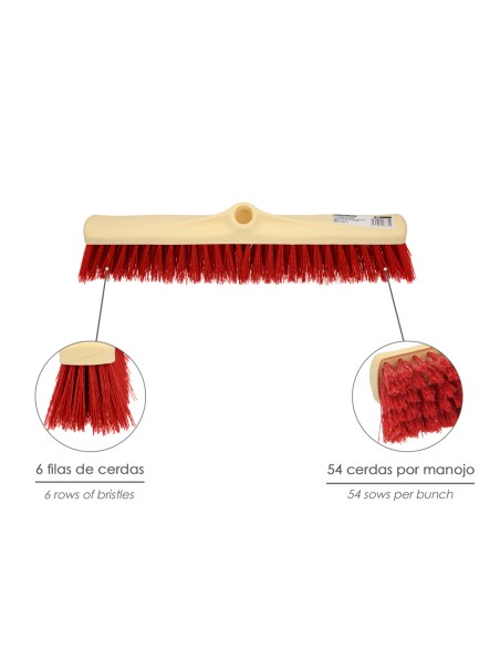 Cepillo Barrendero Industrial Fibra Suave PVC. Soporte Polipropileno 50 cm. (Sin Mango)