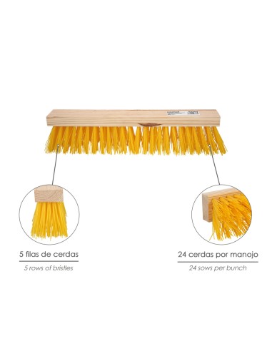 Cepillo Barrendero Industrial Fibra Polipropileno. Soporte Madera 50 cm. (Sin Mango)