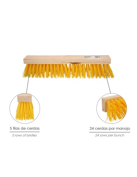 Cepillo Barrendero Industrial Fibra Polipropileno. Soporte Madera 50 cm. (Sin Mango)