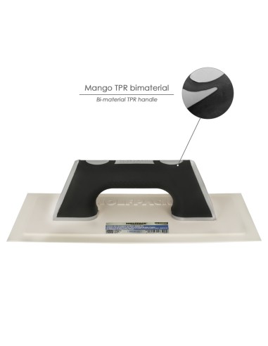 Llana / Talocha Con Mango de Plastico ABS Borde Flexible. Especial Lechadas. Base 280x140 mm. Mango Ligero y Ergonomico