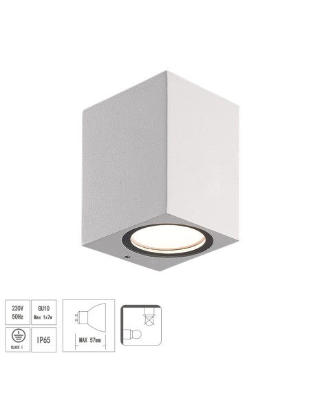 Lampara Aplique Cuadrado GU10 IP65 Color Blanco Aplique Techo, Luz Jardín, Lámpara Jardín, Luz Exterior, Aplique Jardín