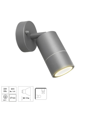 Lampara Aplique Exterior GU10 IP44 Color Antracita Aplique Techo, Luz Jardín, Lámpara Jardín, Luz Exterior, Aplique Jardín