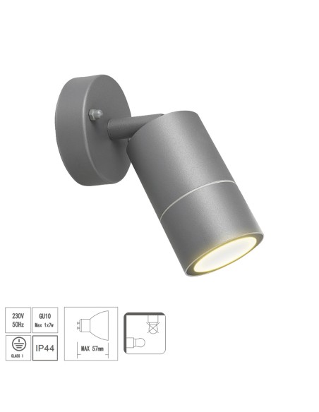 Lampara Aplique Exterior GU10 IP44 Color Antracita Aplique Techo, Luz Jardín, Lámpara Jardín, Luz Exterior, Aplique Jardín