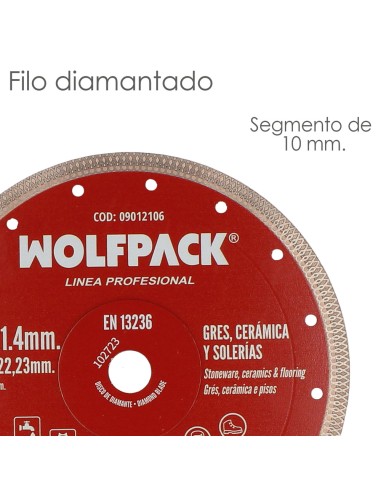 Disco Diamante Ø 230 mm. Porcelanicos, Gres, Ceramica, Solerias. Segmento Diamantado 10 mm.