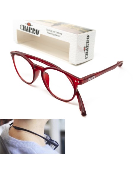 Gafas Lectura Connecticut Color Rojo Aumento +3,5 Patillas Para Colgar Del Cuello , Gafas De Vista, Gafas De Aumento