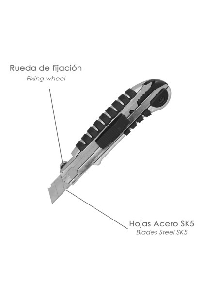 Cutter Aluminio Profesional 18mm Con 5 Hojas Acero Sk5