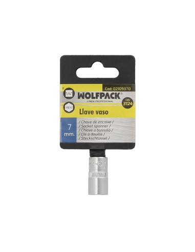 Llave Vaso 1/4" Hexagonal 7 mm. Perfil de 6 caras. Acero Cromo Vanadio, Aristas Redondas