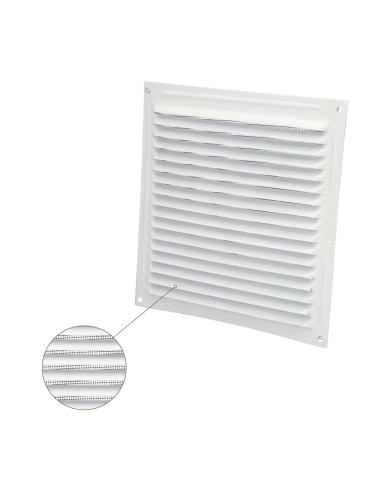 Rejilla Ventilación Aluminio Con Mosquitera Atornillable 200 x 200 mm. Color Blanco