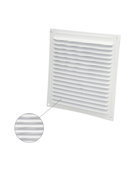 Rejilla Ventilación Aluminio Con Mosquitera Atornillable 200 x 200 mm. Color Blanco