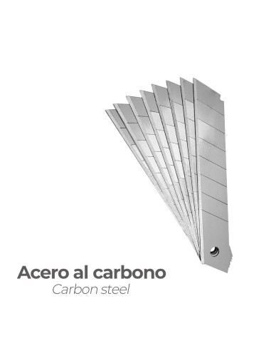 Hoja Cutter 18 mm. (Estuche 10 Piezas) Acero al Carbono.