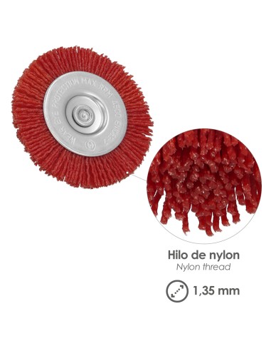Cepillo Nylon Disco Ø 75 mm. 1/4". Lijar y Pulir Madera, Metal, Acero Inoxidable, Cepillo Taladro, Cepillo Pulir, Cepillo Lijar