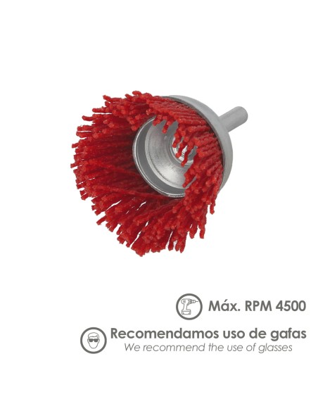 Cepillo Nylon Taza Ø 50 mm. 1/4". Cepillo De Lijado Nailon. Cepillo Para Taladro De Nailon, Cepillo De Alambre Abrasivo De Nylon