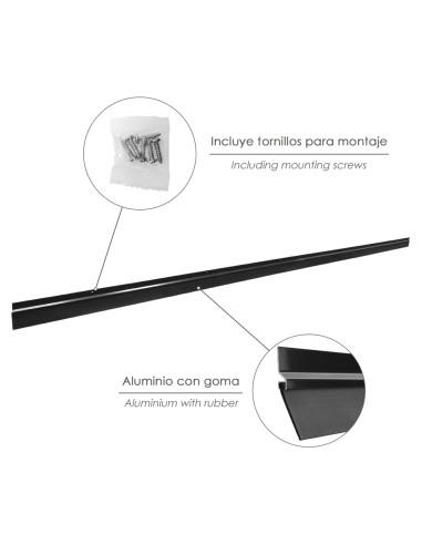 Burlete Para Puertas De Garaje Aluminio Negro Con Goma 2,5 m. Perfil Bajo Cochera Cepillo De Puerta, Burlete Garaje