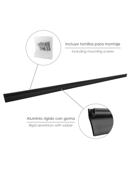 Burlete Reforzado Para Puertas De Garaje Aluminio Negro Con Goma 2,5 m. Perfil Bajo Cochera Cepillo De Puerta, Burlete Garaje