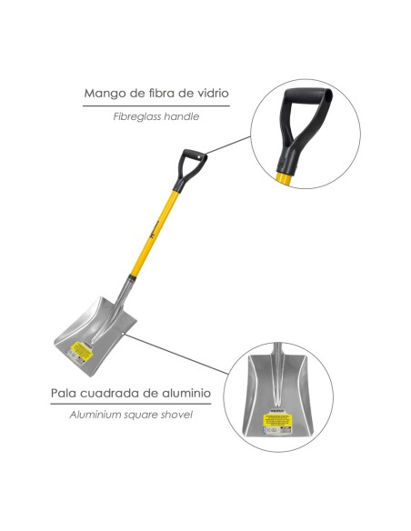 Pala Nieve Aluminio Mango Fibra De Vidrio Con Anilla