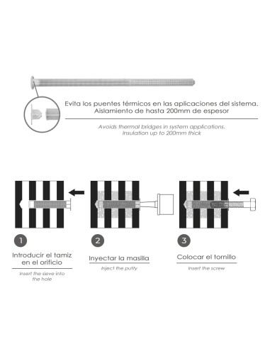 Tamiz Taco Quimico Largo Para Anclajes Quimicos Ø 16x330 mm. Seccionable (Bolsa 5 unidades)