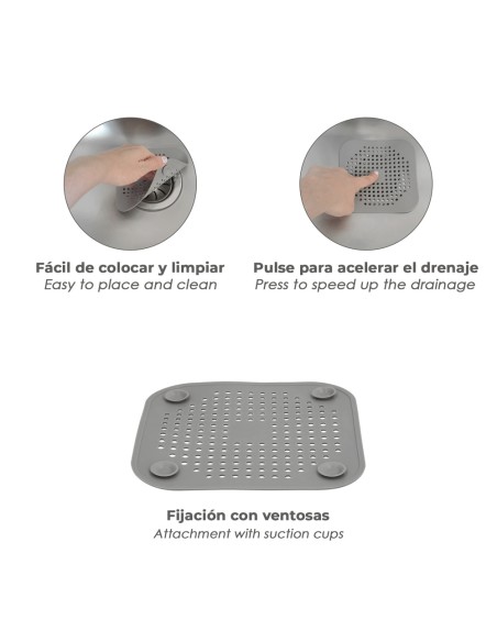 Protector Desagüe Silicona Cocina Baño 145 x 145 mm.