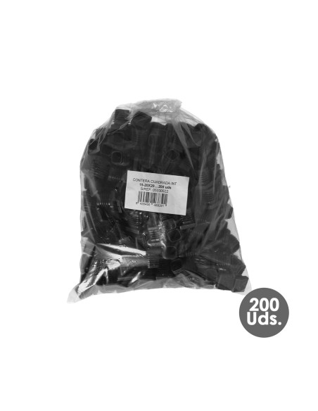 Contera Interior Plastico Cuadrada 20x20 mm. Color Negro. Bolsa 200 Unidades. Contera Mesa, Silla, Muebles, Estanteria