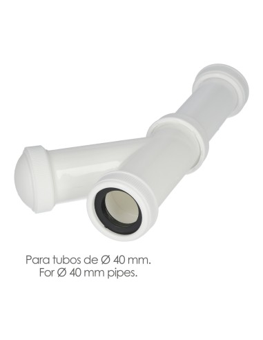Sifon y Griega Extensible 1-1/2" Salida de Ø 40 mm. Tubo Liso