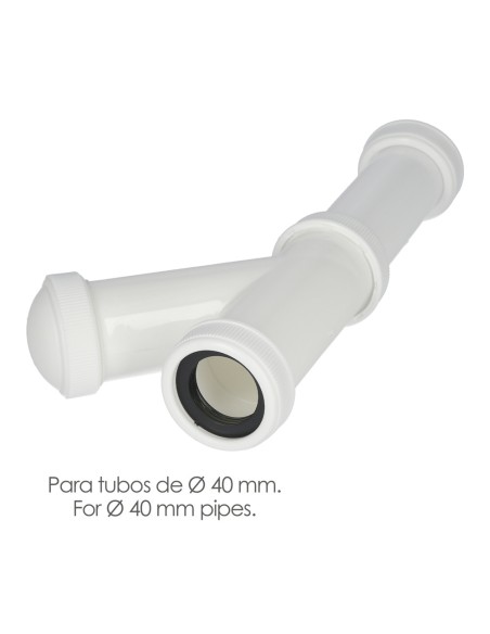 Sifon y Griega Extensible 1-1/2" Salida de Ø 40 mm. Tubo Liso