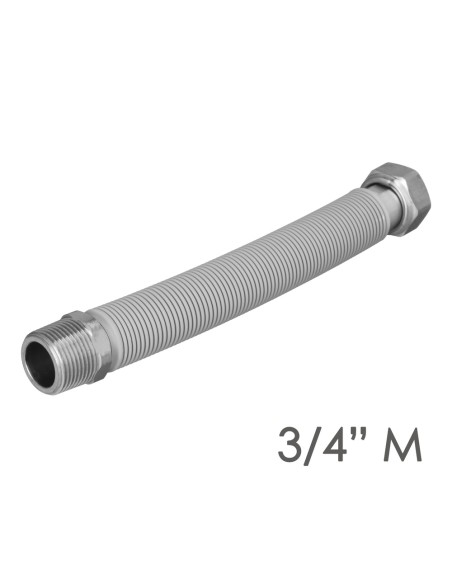 Tuberia Extensible Agua Acero Inoxidable Corrugado. Longitud de 22,5 a 30 cm. Tomas 3/4"
