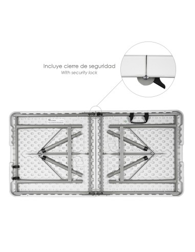 Mesa Plegable Rectangular HDPE Multifuncional, Portatil, Resistente,Multiusos 122x61x74 cm. Color Blanco
