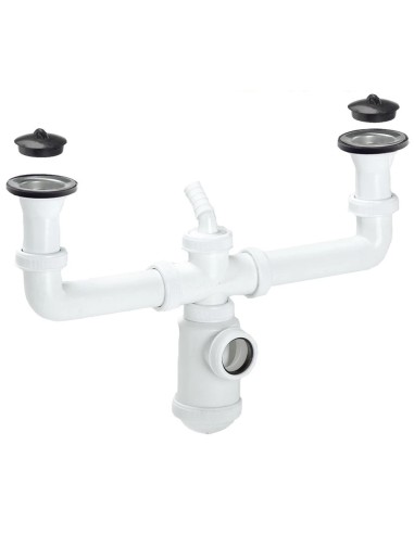 Sifon Doble Con Valvula Extensible 1-1/2" Con Sumideros De Ø 70 mm. Sifon Fregadero Cocina, Sifon Evacuación