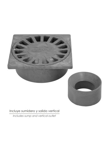 Sumidero Sifónico Pvc 25x25 cm. Salida De Ø 90 / 110 mm. desagüe, Desaguadero, Tragadero, Alcantarilla,