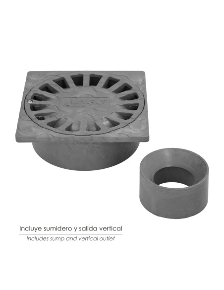 Sumidero Sifónico Pvc 25x25 cm. Salida De Ø 90 / 110 mm. desagüe, Desaguadero, Tragadero, Alcantarilla,