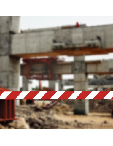 Cinta Señalización LDPE Roja/Blanca Rollo 70 mm. x 200 Metros