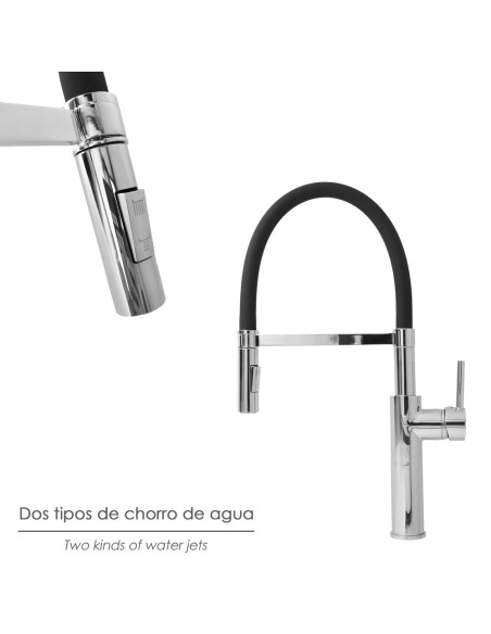 Monomando Fregadero Flexible Con Soporte Grifo Flexible Chorro Aireado, Chorro Rociado. Grifo Cocina, Grifo Alto,Grifo Fregadero