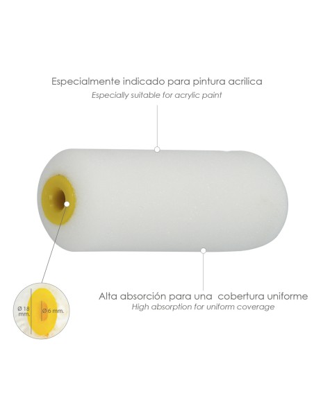 Rodillo Espuma Recambio Para Esmalte Acrilico 100 mm. Set 10 Rodillos. Rodillo Espuma, Rodillo Pintura Acrilica