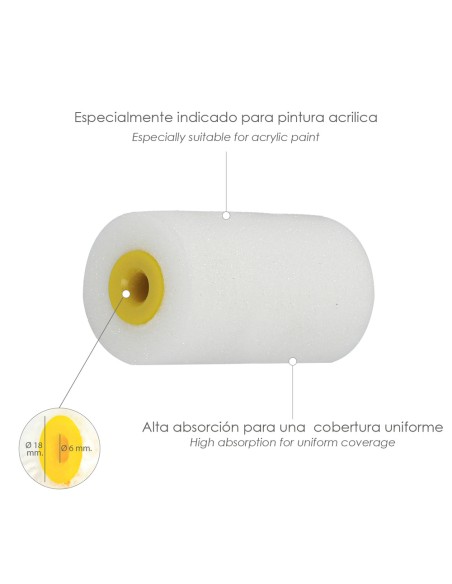 Rodillo Espuma Recambio Para Esmalte Acrilico 50 mm. Set 10 Rodillos. Rodillo Espuma, Rodillo Pintura Acrilica