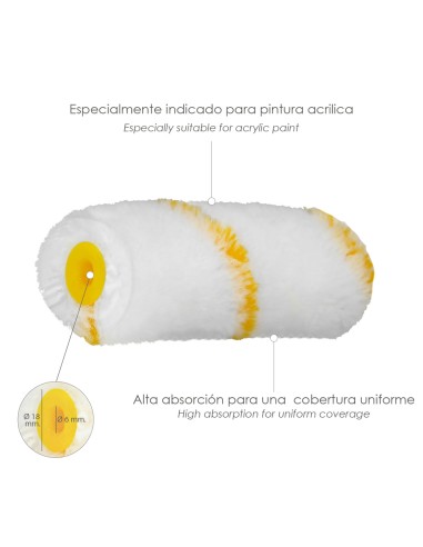 Rodillo Recambio Para Esmalte Acrilico 100 mm. Set 10 Rodillos. Rodillo poliamida, Rodillo Pintura Acrilica