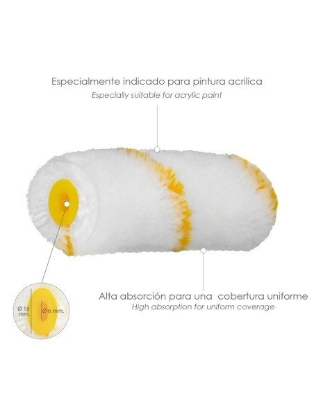 Rodillo Recambio Para Esmalte Acrilico 100 mm. Set 10 Rodillos. Rodillo poliamida, Rodillo Pintura Acrilica