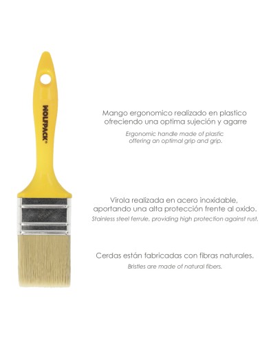 Paletina Profesional Cerda Blanca Ancho 30 mm. Cerdas Naturales Mango Plastico Ergonomico, Brocha Pintor, Pincel Pintura
