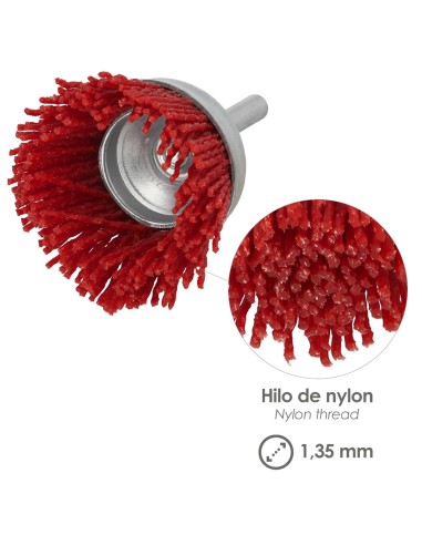 Cepillo Nylon Taza Ø 75 m. 1/4". Cepillo De Lijado Nailon. Cepillo Para Taladro De Nailon, Cepillo De Alambre Abrasivo De Nailon