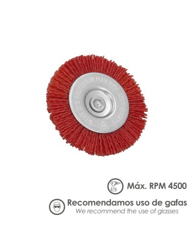 Cepillo Nylon Disco Ø 75 mm. 1/4". Lijar y Pulir Madera, Metal, Acero Inoxidable, Cepillo Taladro, Cepillo Pulir, Cepillo Lijar