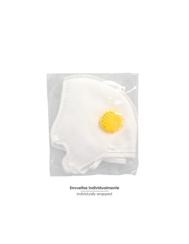 Mascarilla Respiratoria FFP2 Con Valvula. Plegable (20 Unidades) Envasadas Individualmente