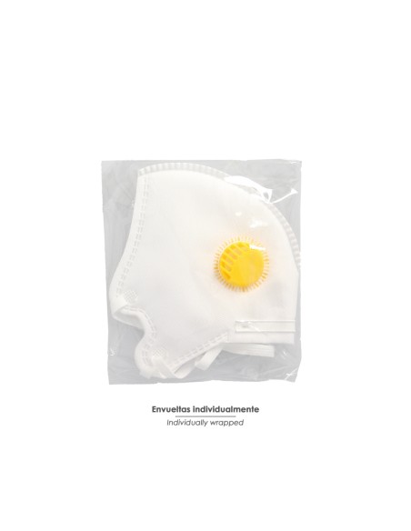 Mascarilla Respiratoria FFP2 Con Valvula. Plegable (20 Unidades) Envasadas Individualmente