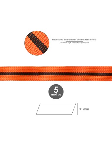 Cinta De Amarre Con Trinquete 5 metros x 38 mm. Trinquete Metalico Automatico, Cincha, Eslinga Mercancia, Correa Sujeción