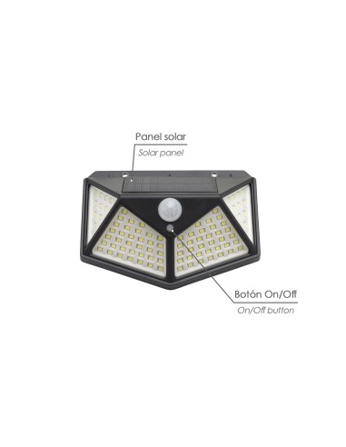 Aplique Solar Led Con Sensor De Luz y De Movimiento 270 Lumenes Ip4x Foco Led A Bateria, Foco Solar.