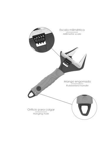 Llave Ajustable Gran Apertura Compact. Cromo Vanadio 6" Llave Inglesa, Llave De Expansion, Llave Gran Apertura