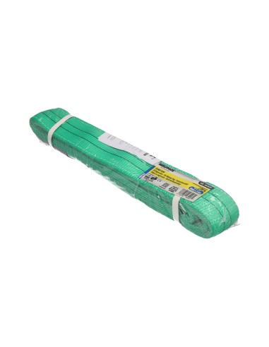 Eslinga Plana Doble Banda 2.000 Kg. Factor Seguridad 7:1, Longitud: 4 Metros Ancho 6 cm. 100% Poliester. Color Verde