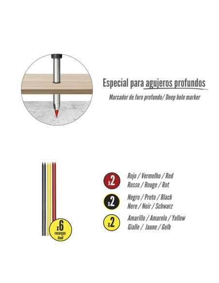 Minas Recambio Para Lapiz Carpintero Portaminas (6 Piezas)