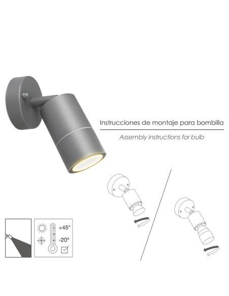 Lampara Aplique Exterior GU10 IP44 Color Antracita Aplique Techo, Luz Jardín, Lámpara Jardín, Luz Exterior, Aplique Jardín