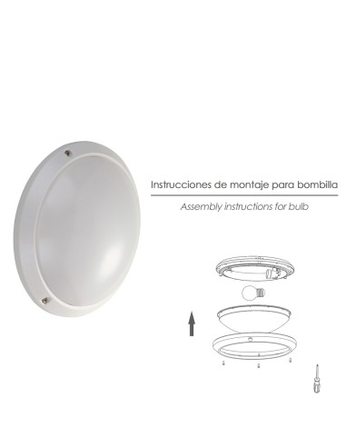 Lampara Plafon Interiores / Exteriores IP45 Portalamparas E27 Ø 27 x 9,5 cm.